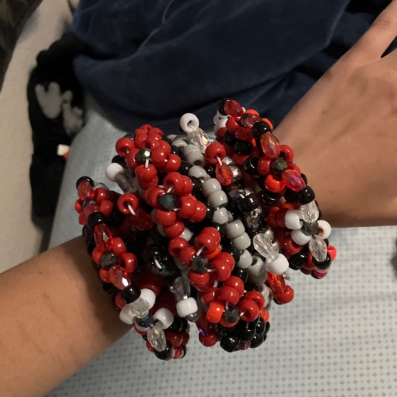 Red, black, white Kandi cuff - Picture 2 of 3